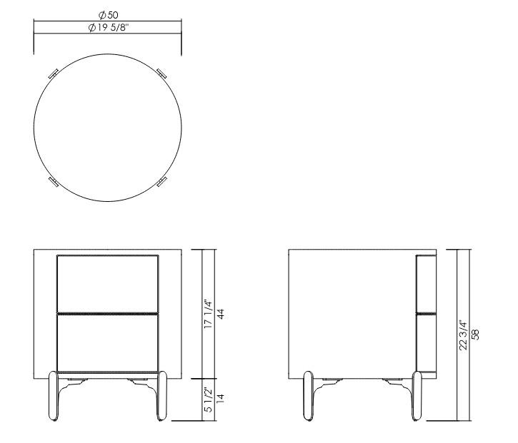 MESA CABECEIRA NOLA DUAS GAVETAS