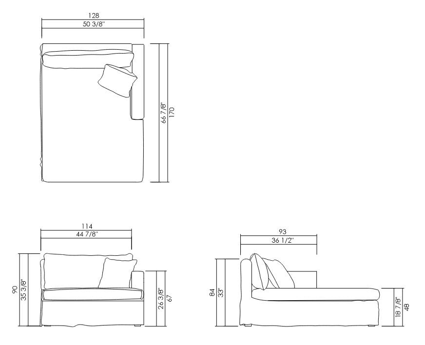 CHAISE PARKA DIR/ESQ 128 CM
