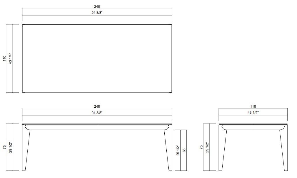 MENAGGIO DINING TABLE 94 3/8"X43 1/4"