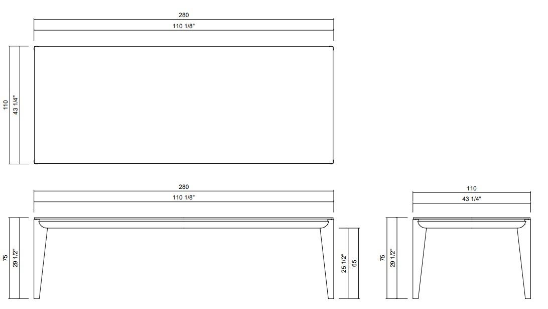 MENAGGIO DINING TABLE 110 1/8"X43 1/4"