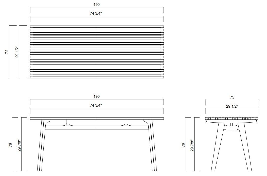 AYTY DINING TABLE 74 3/4" X 29 1/2"