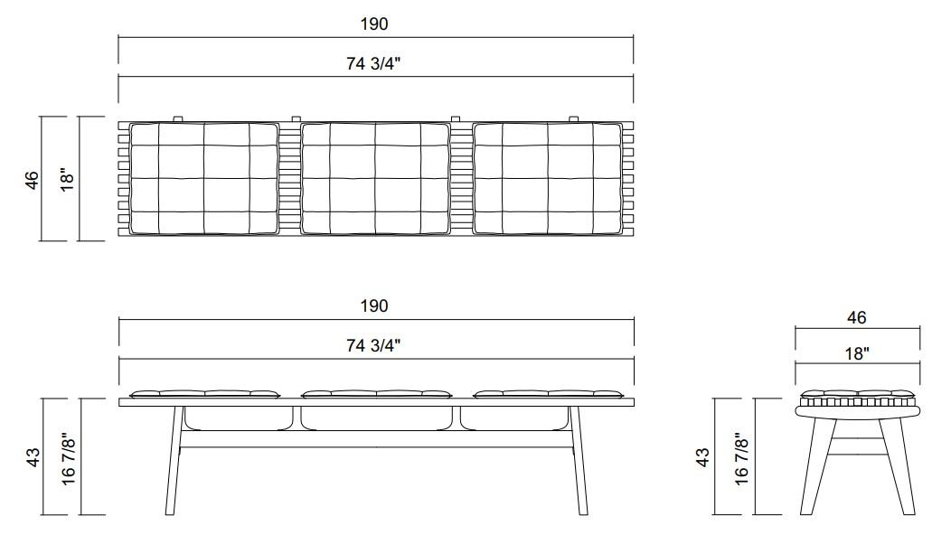 AYTY BENCH 74 3/4"