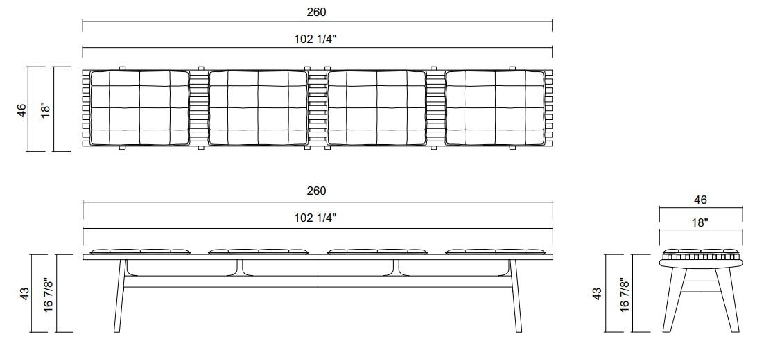 AYTY BENCH 102 1/4"