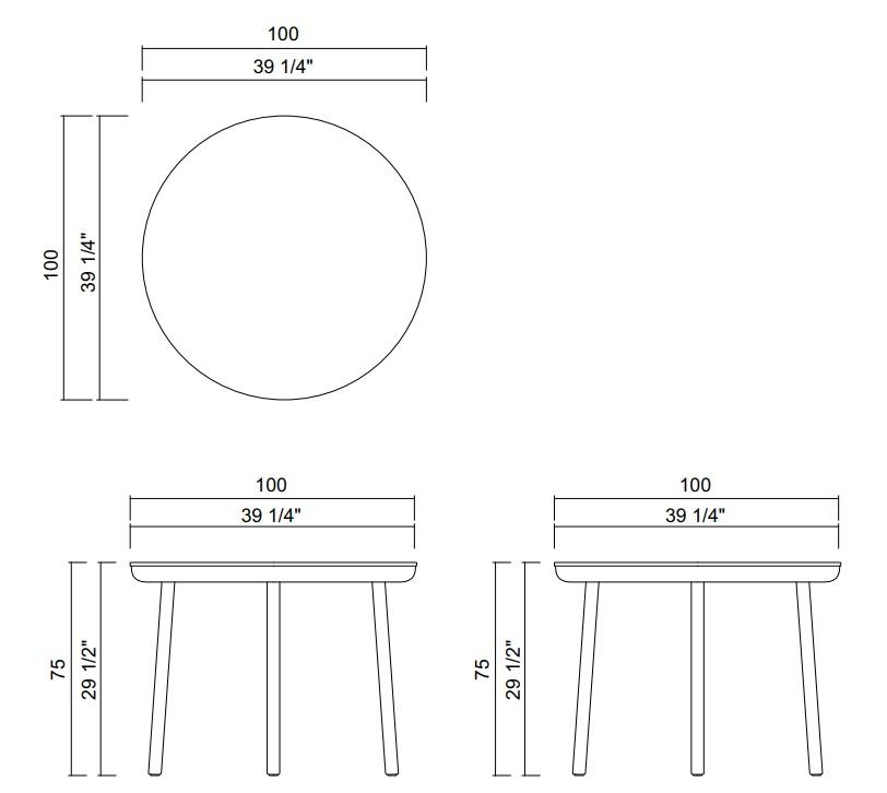 CARPE DIEM DINING TABLE D39 1/4"