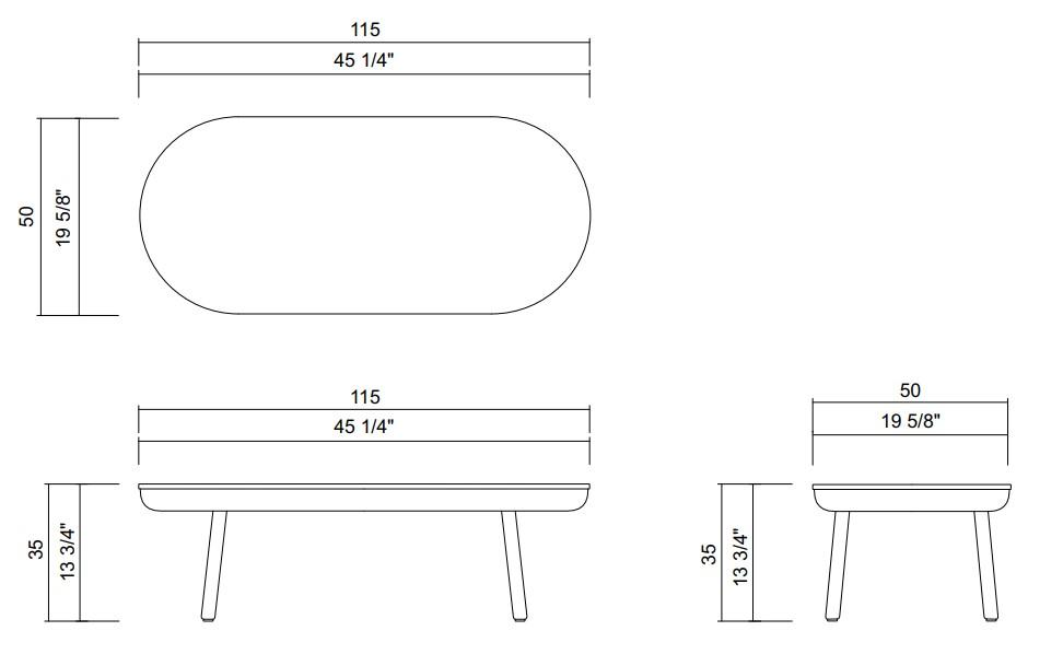 CARPE DIEM COFFEE TABLE 45 1/4" X 19 5/8"