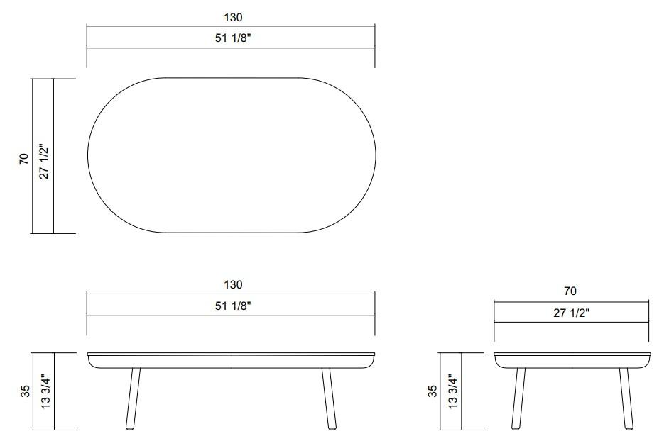 CARPE DIEM COFFEE TABLE 51 1/8" X 27 1/2"