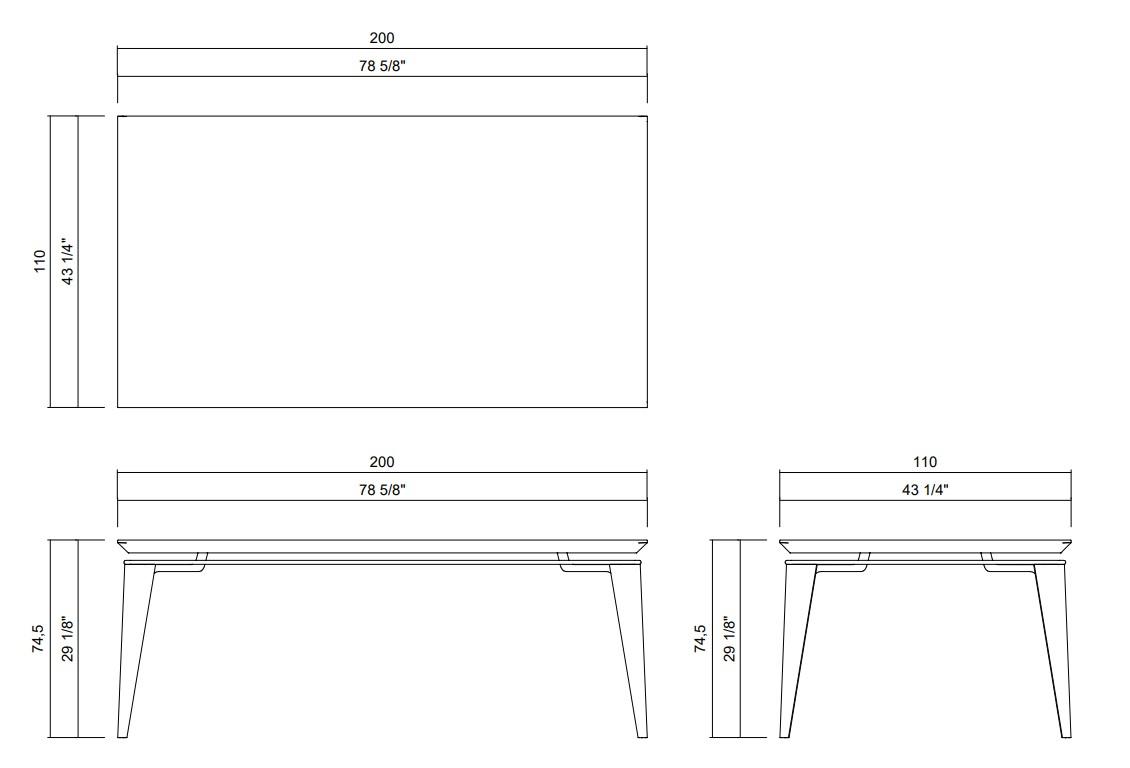 ANTARES DINING TABLE 78 5/8” X 43 1/4"