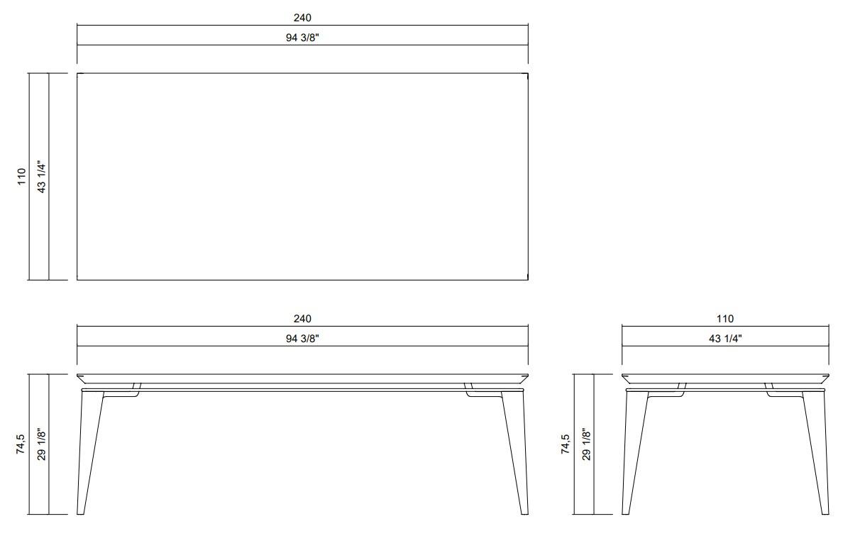 ANTARES DINING TABLE 94 3/8” X 43 1/4"