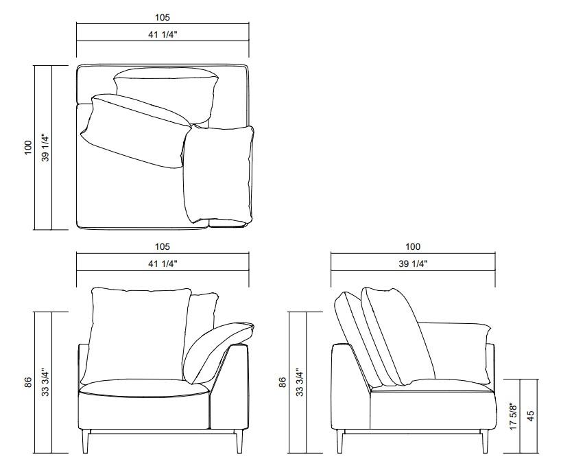 BENVENUTO MODULE LEFT RIGHT 1 SEAT 41 1/4" X 39 1/4"