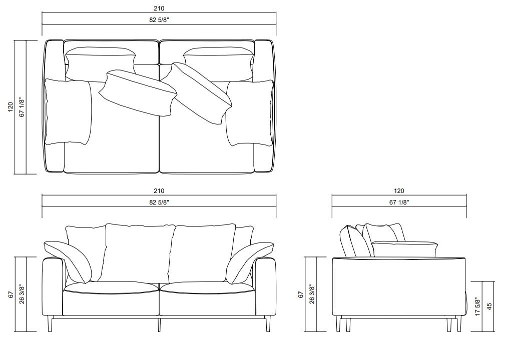 BENVENUTO SOFA 2ST 82 5/8" X 47 1/8"