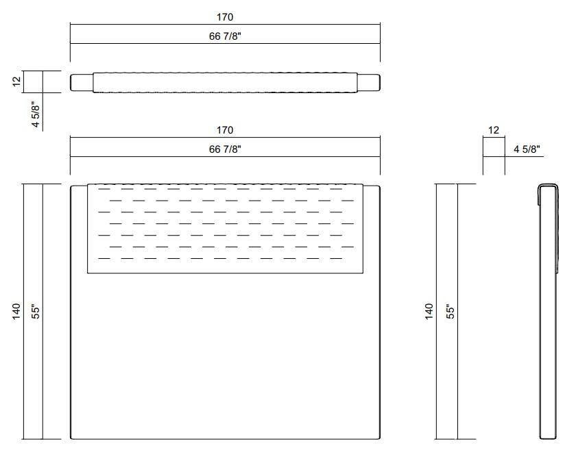 DUETO LINEAR HEADBOARD - MATTRESS 59 3/4" X 75 7/8"