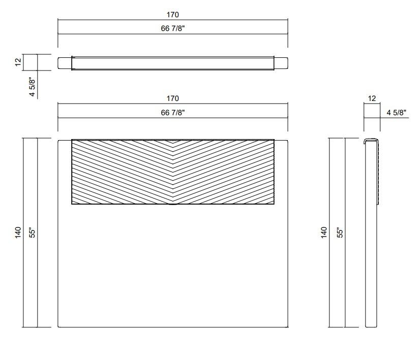 DUETO BIAS HEADBOARD - MATTRESS 59 3/4" X 75 7/8"