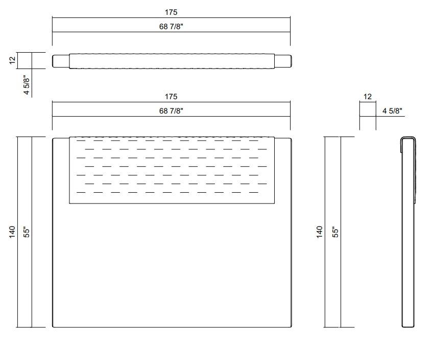 DUETO LINEAR HEADBOARD - MATTRESS 62 1/8" X 77 7/8"