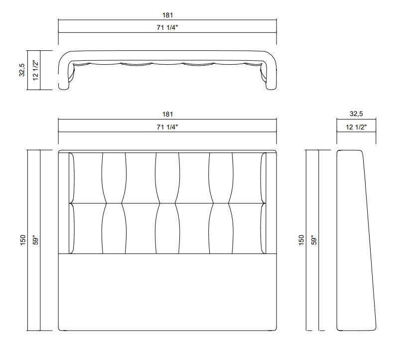 GOMA HEADBOARD - MATTRESS 59 3/4"X 75 7/8"