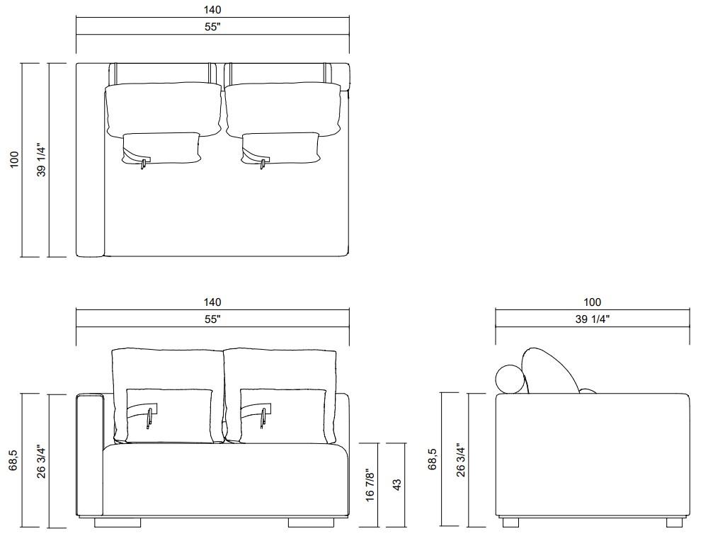 SINTRA RIGHT LEFT MODULE 55"