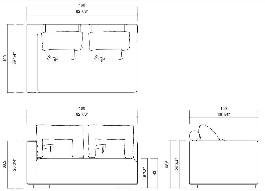 SINTRA RIGHT LEFT MODULE 62 7/8"