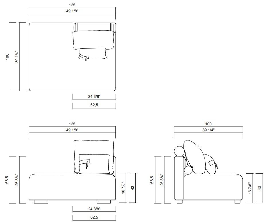 MODULO MEDIO RESPALDO 125 CM SINTRA