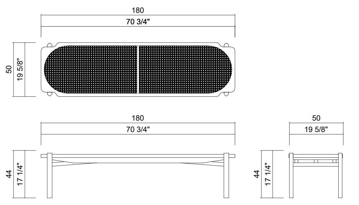 GIANDUIA STRAW BENCH 70 3/4"