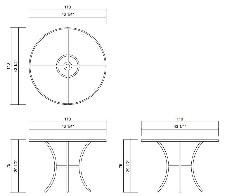 VIENA DINING TABLE D43 1/4"