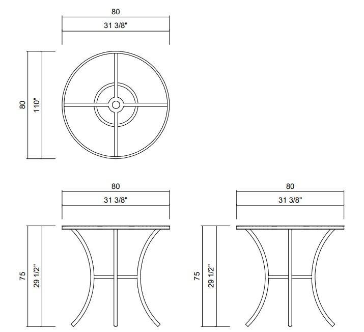 VIENA DINING TABLE D31 3/8"