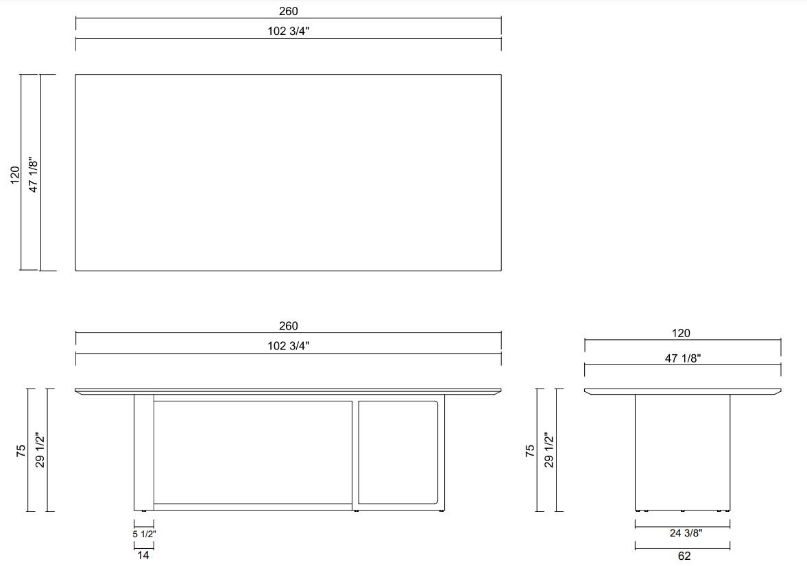 MESA COMEDOR 260 CM LINEA