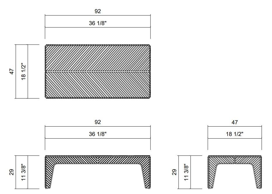 TALIPOT COFFEE TABLE 36 1/8" X 18 1/2"