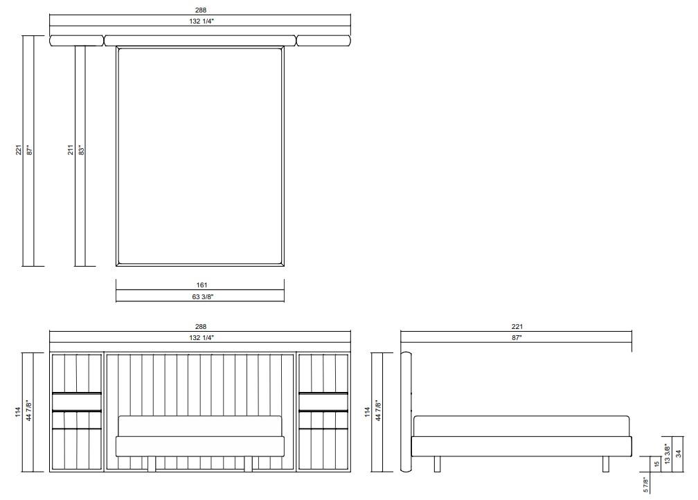 PAPILLON BED - MATTRESS 59 3/4" X 79 7/8"