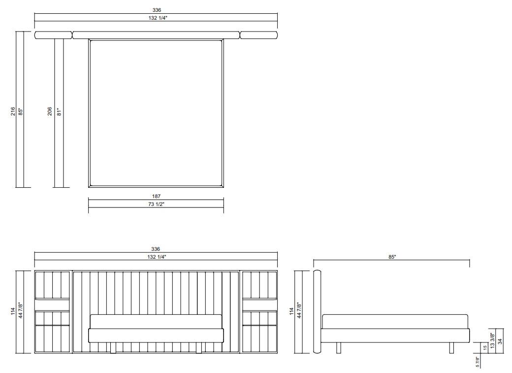 PAPILLON BED - MATTRESS 70" X 77 7/8"