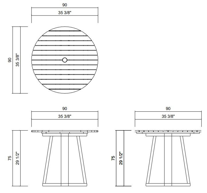 MÔNACO DINING TABLE D35 3/8"