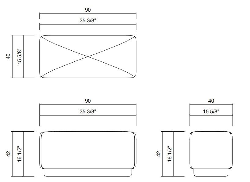 NORMAI OTTOMAN 35 3/8” X 15 5/8”