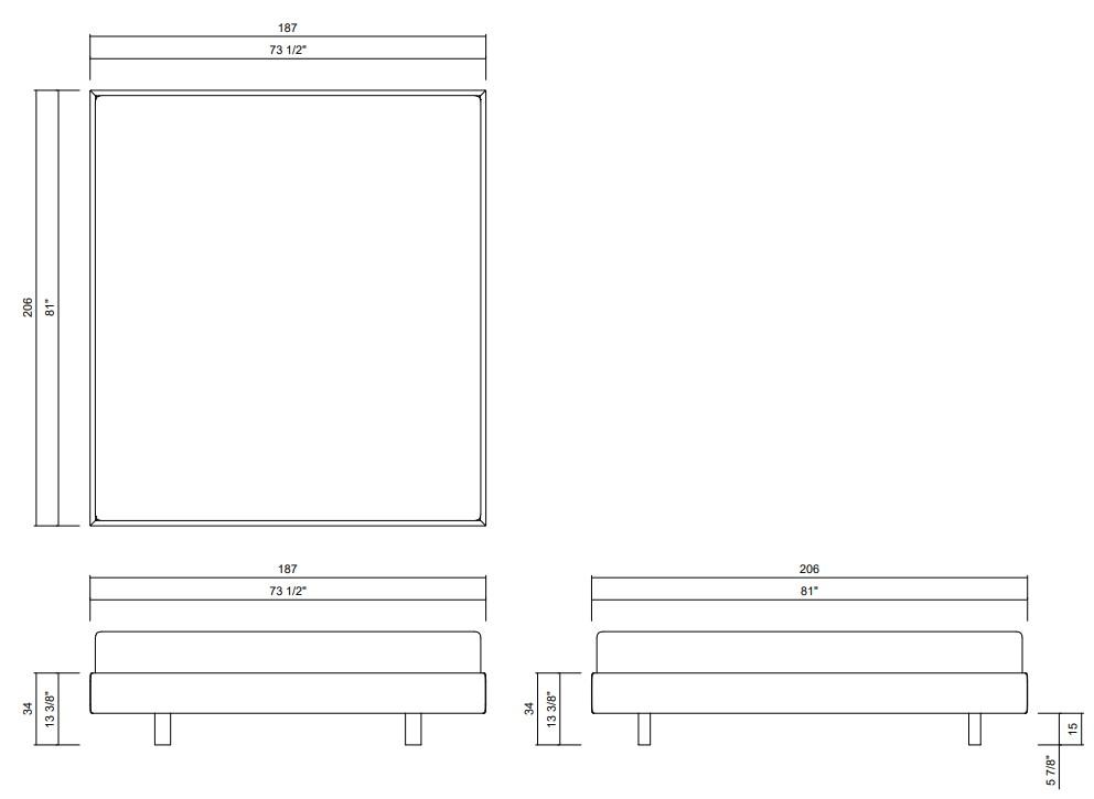 QUADRATO BED - MATTRESS 70" X 77 7/8"