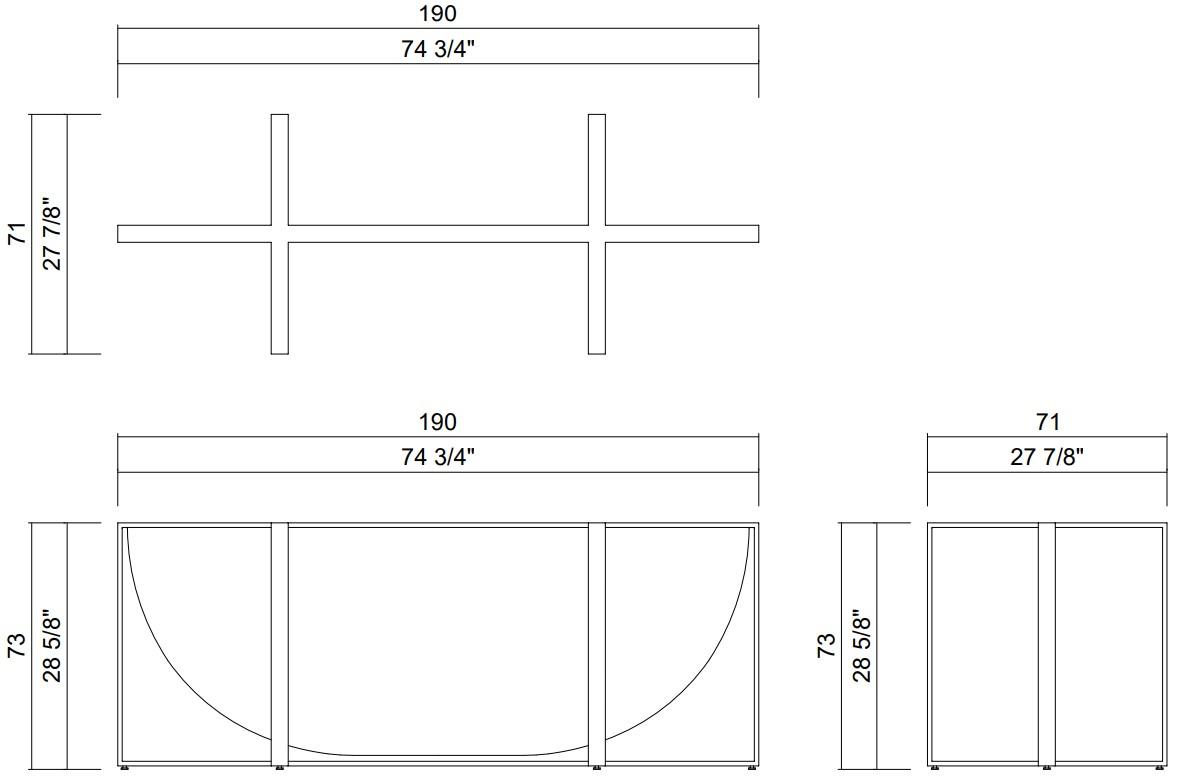 MERIDA PEDESTAL 74 3/4" X 27 7/8"