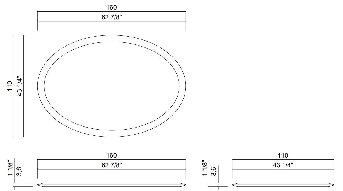 MERIDA OVAL TOP 62 7/8" X 43 1/4"