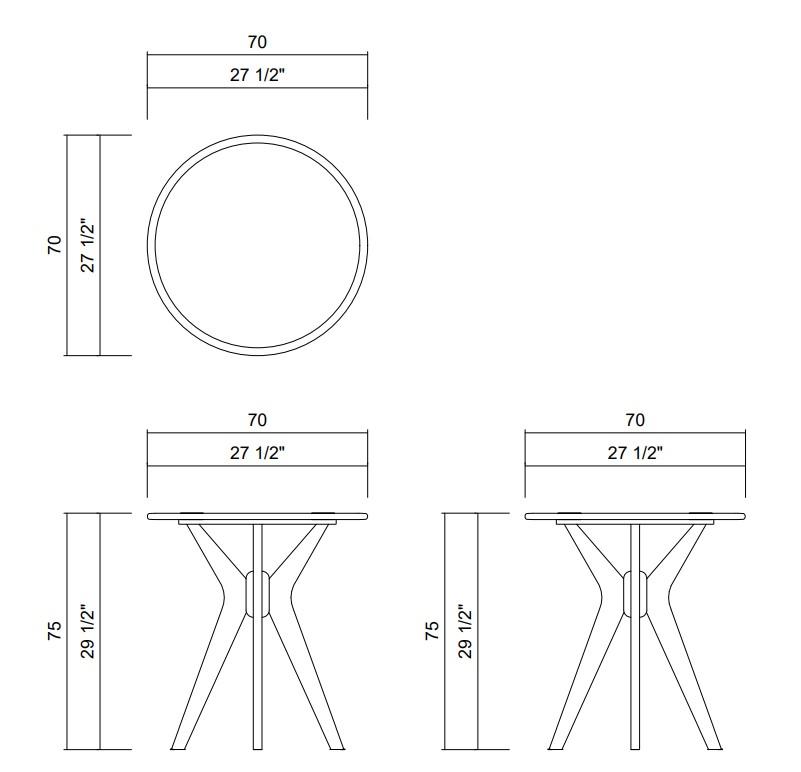 MESA COMEDOR D70 CM VITRUVIO