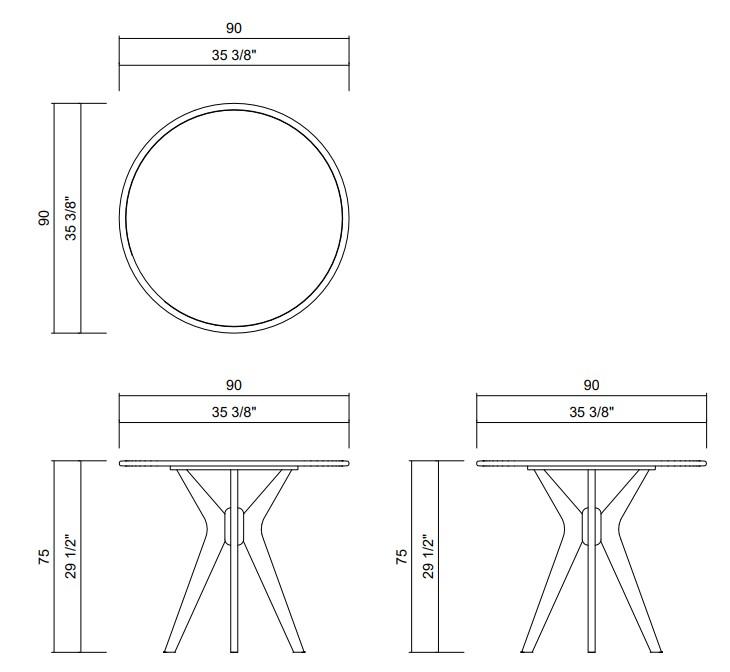 MESA COMEDOR D90 CM VITRUVIO