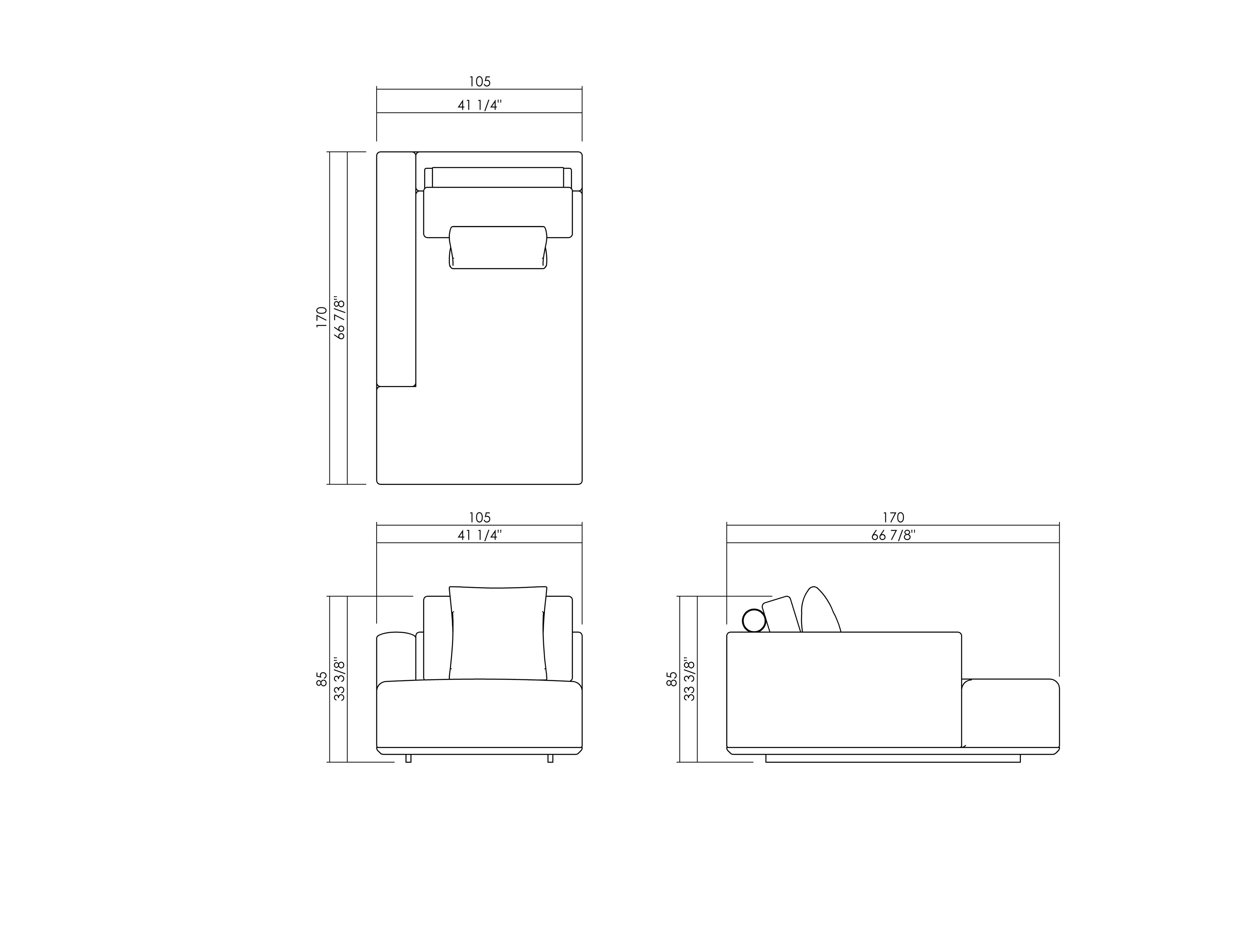 CHAISE DER/IZQ 105 CM GALILEO