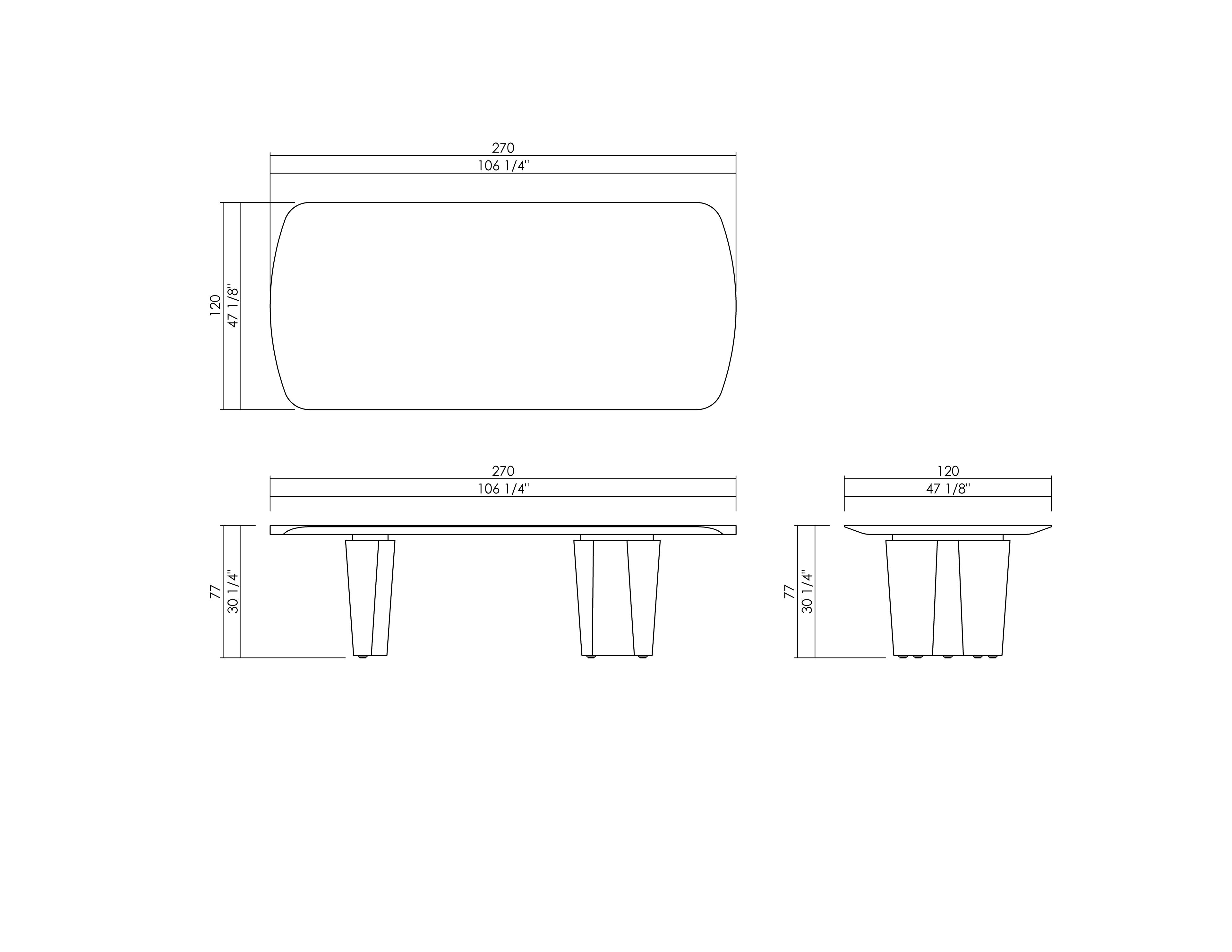 LÍQUEN ASYMMETRIC RECTANGULAR DINNING TABLE 106 7/8" x 47 1/8"