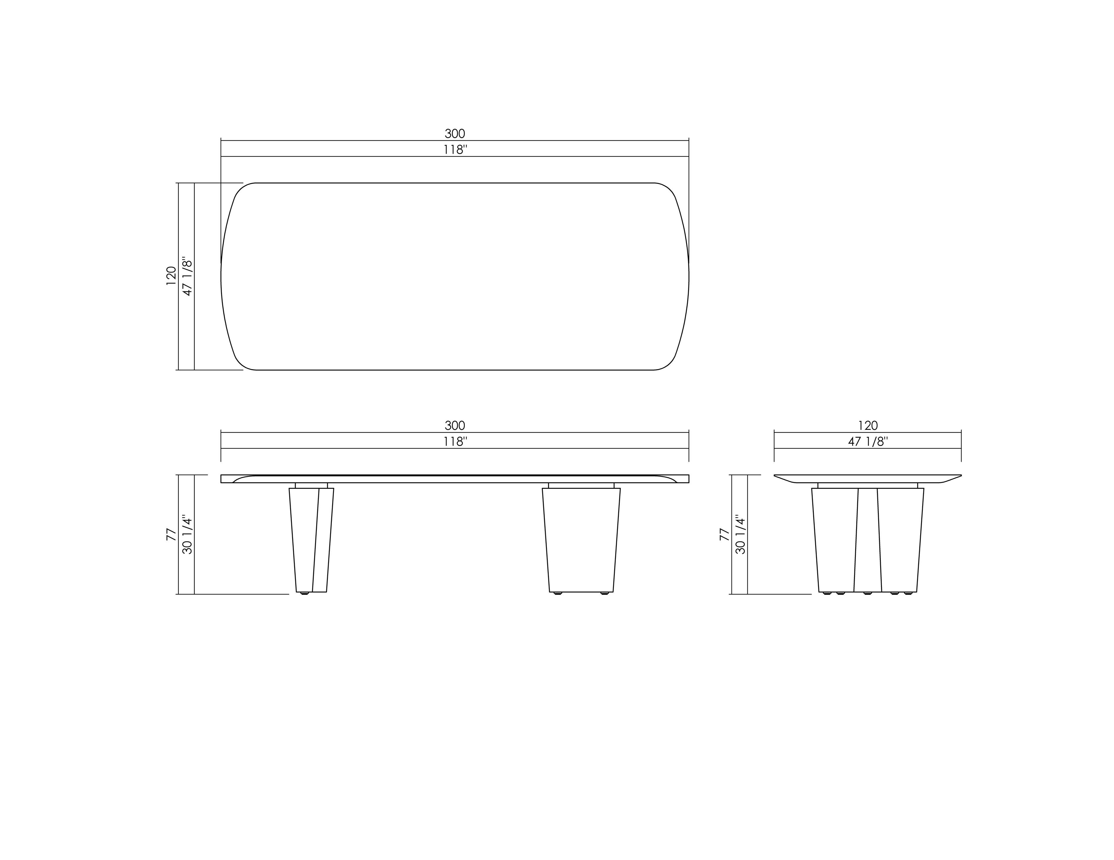 LÍQUEN ASYMMETRIC RECTANGULAR DINNING TABLE 118" x 47 1/8"