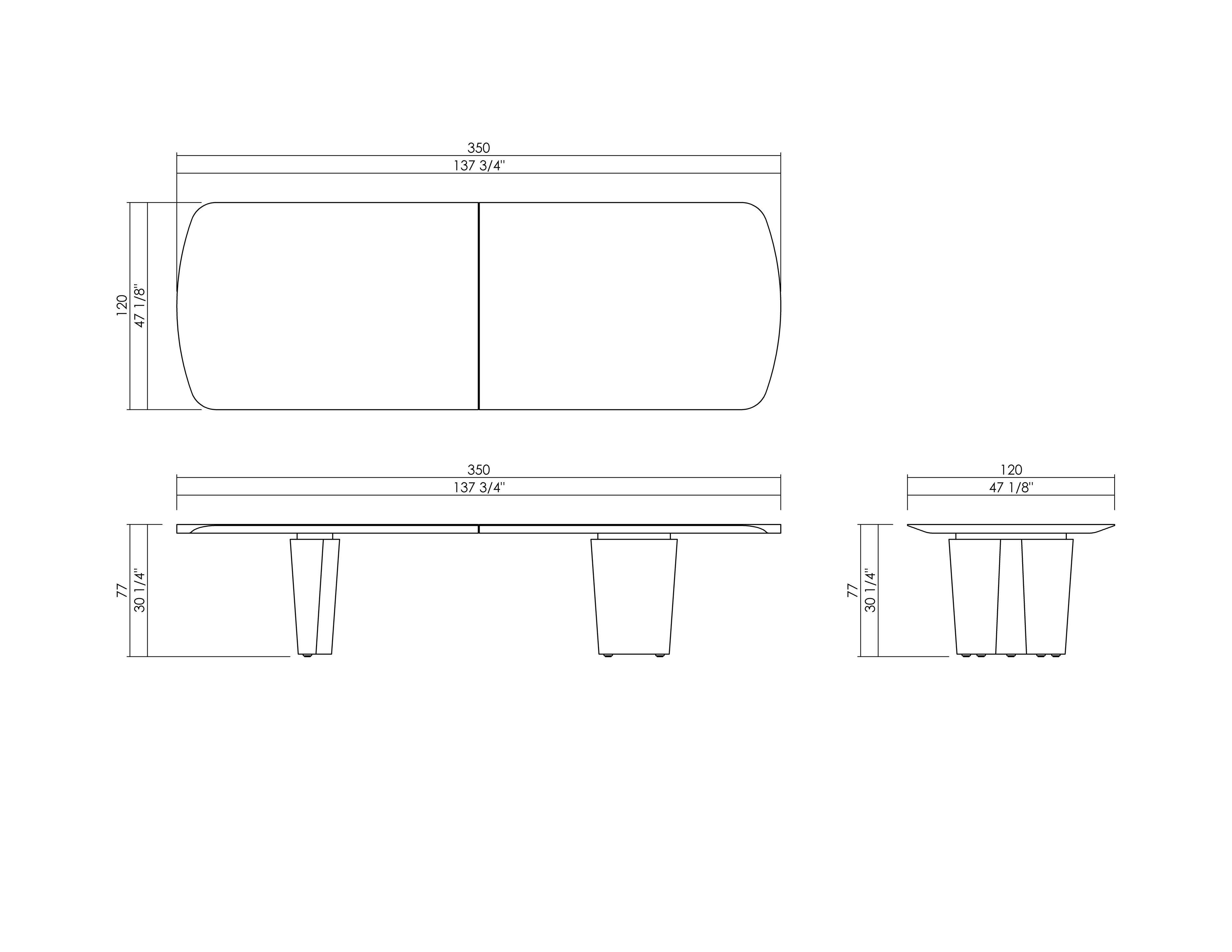 LÍQUEN ASYMMETRIC RECTANGULAR DINNING TABLE 137 3/4" x 47 1/8"