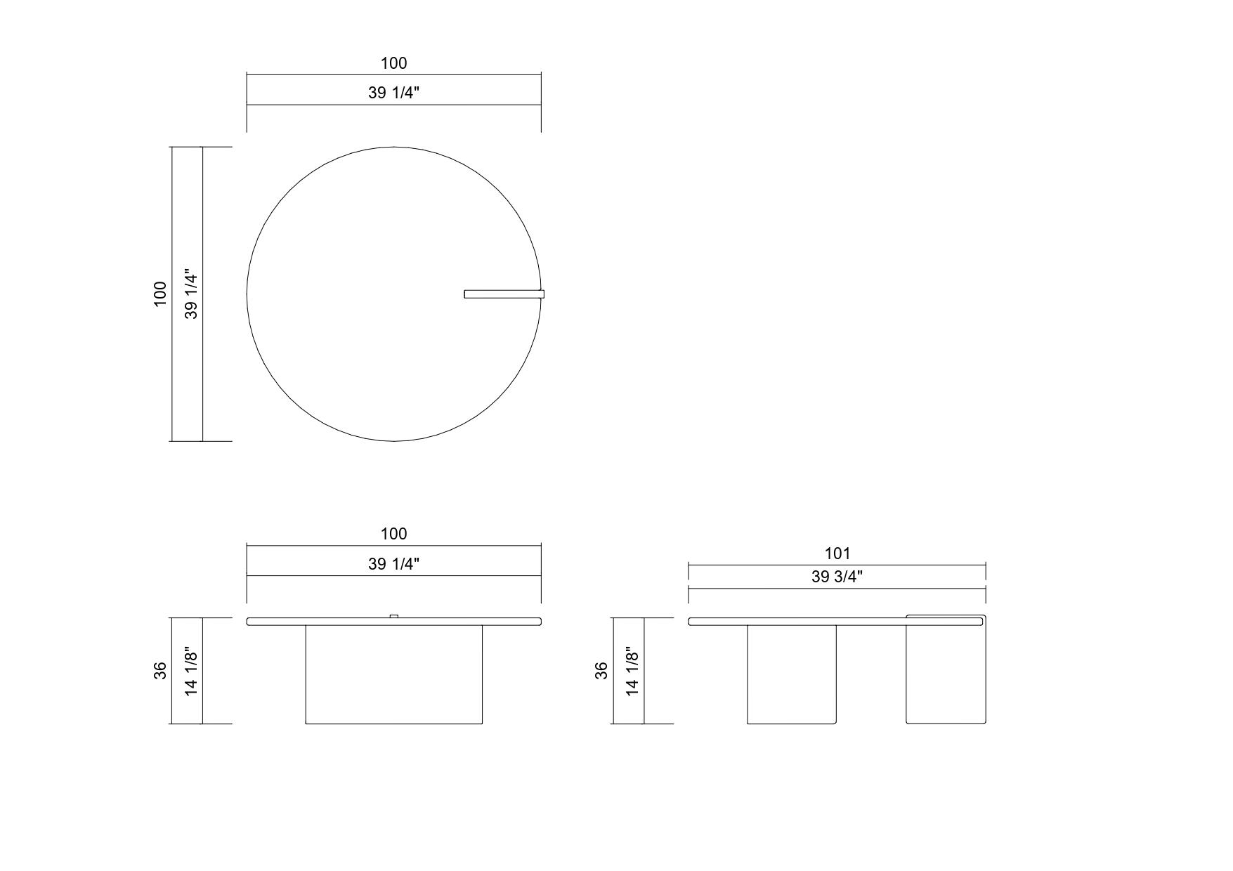 DROP COFFEE TABLE 39 1/4" X 14 1/8"