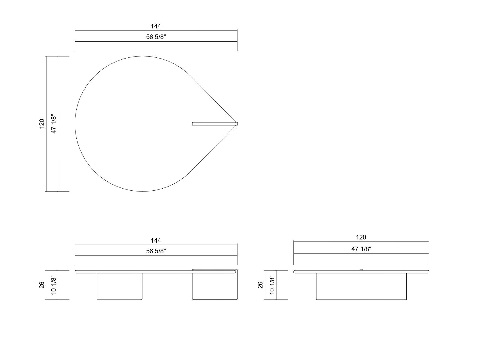 DROP COFFEE TABLE 57" X 47 1/8"