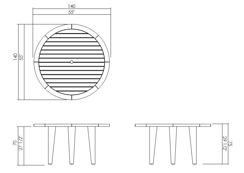 MESA COMEDOR D140 CM MYKONOS