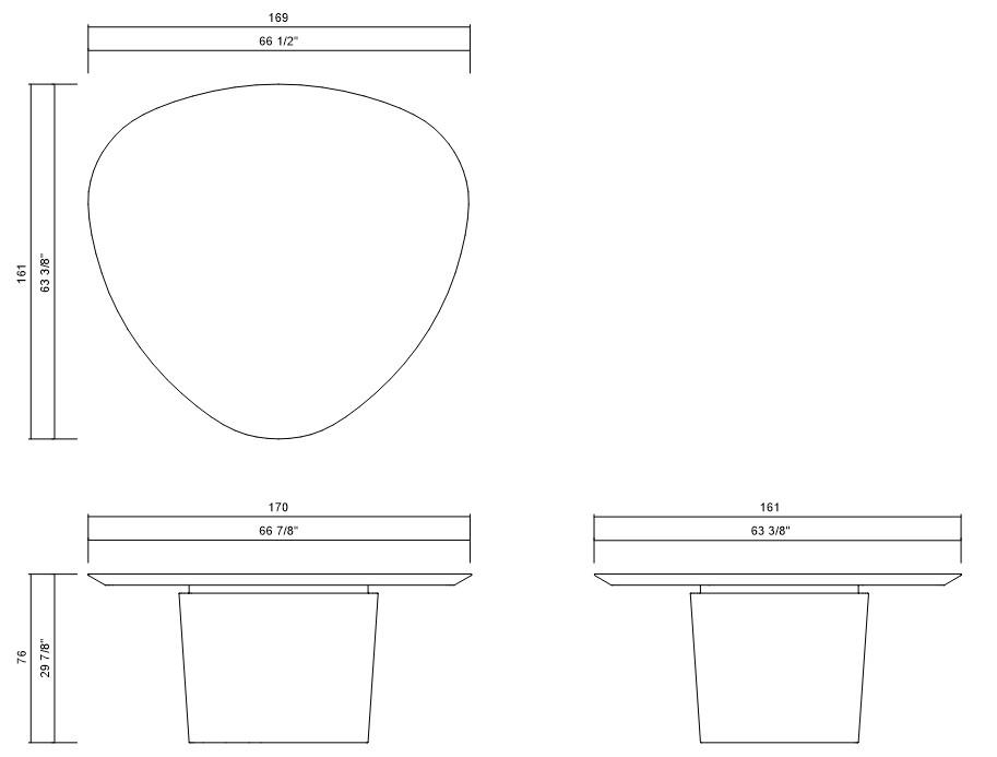 MESA COMEDOR ORGÂNICA 161 X 169 CM LÍQUEN