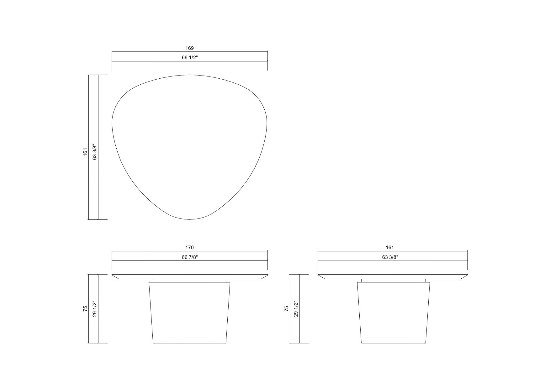 LÍQUEN ORGANIC DINNING TABLE 63 3/8” X 66 1/2"