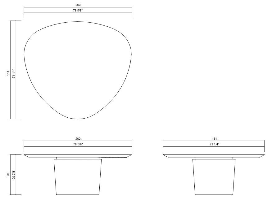 MESA COMEDOR ORGÂNICA 200 X 181 CM LÍQUEN
