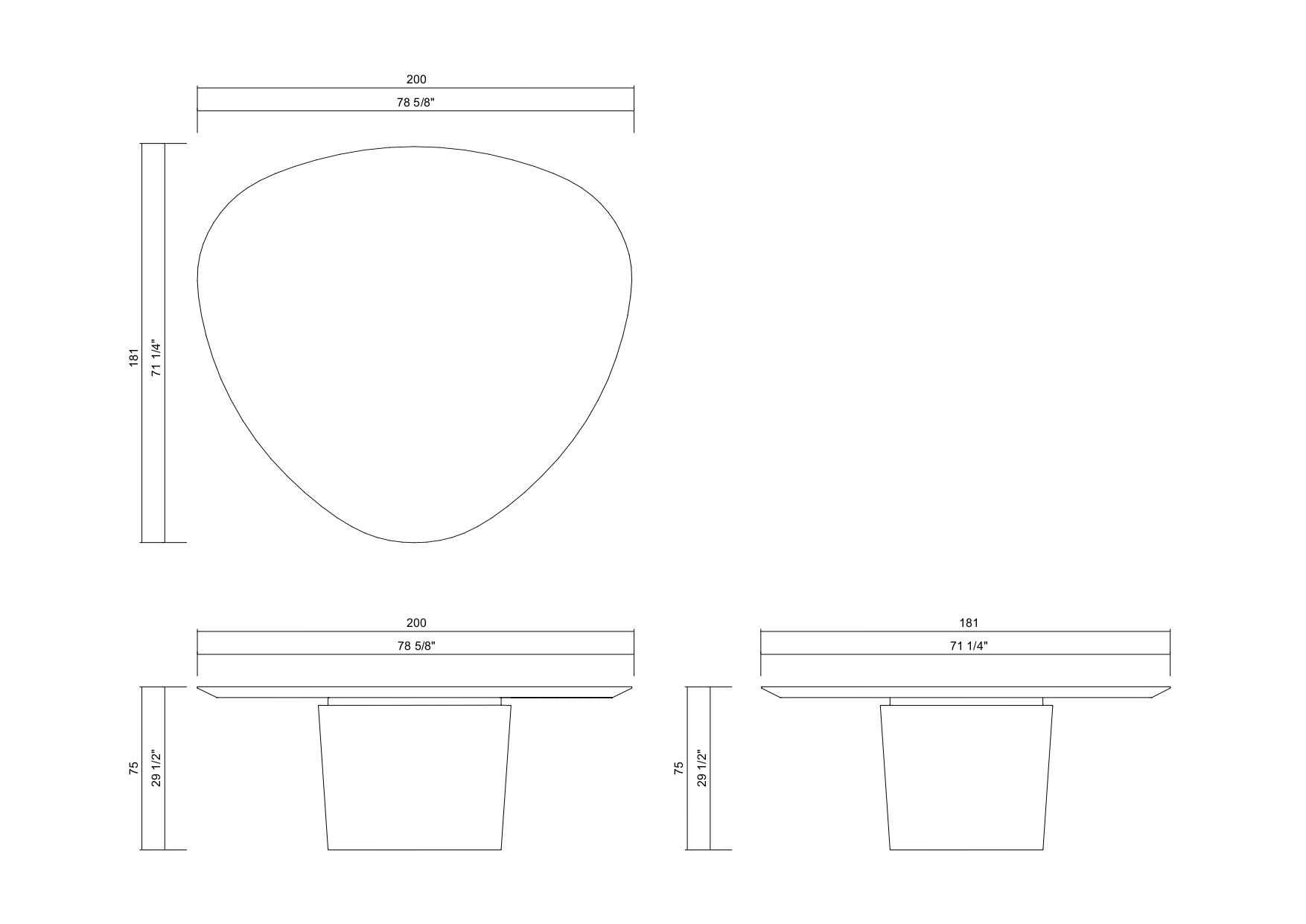 LÍQUEN ORGANIC DINNING TABLE 78 5/8” X 71 1/4"