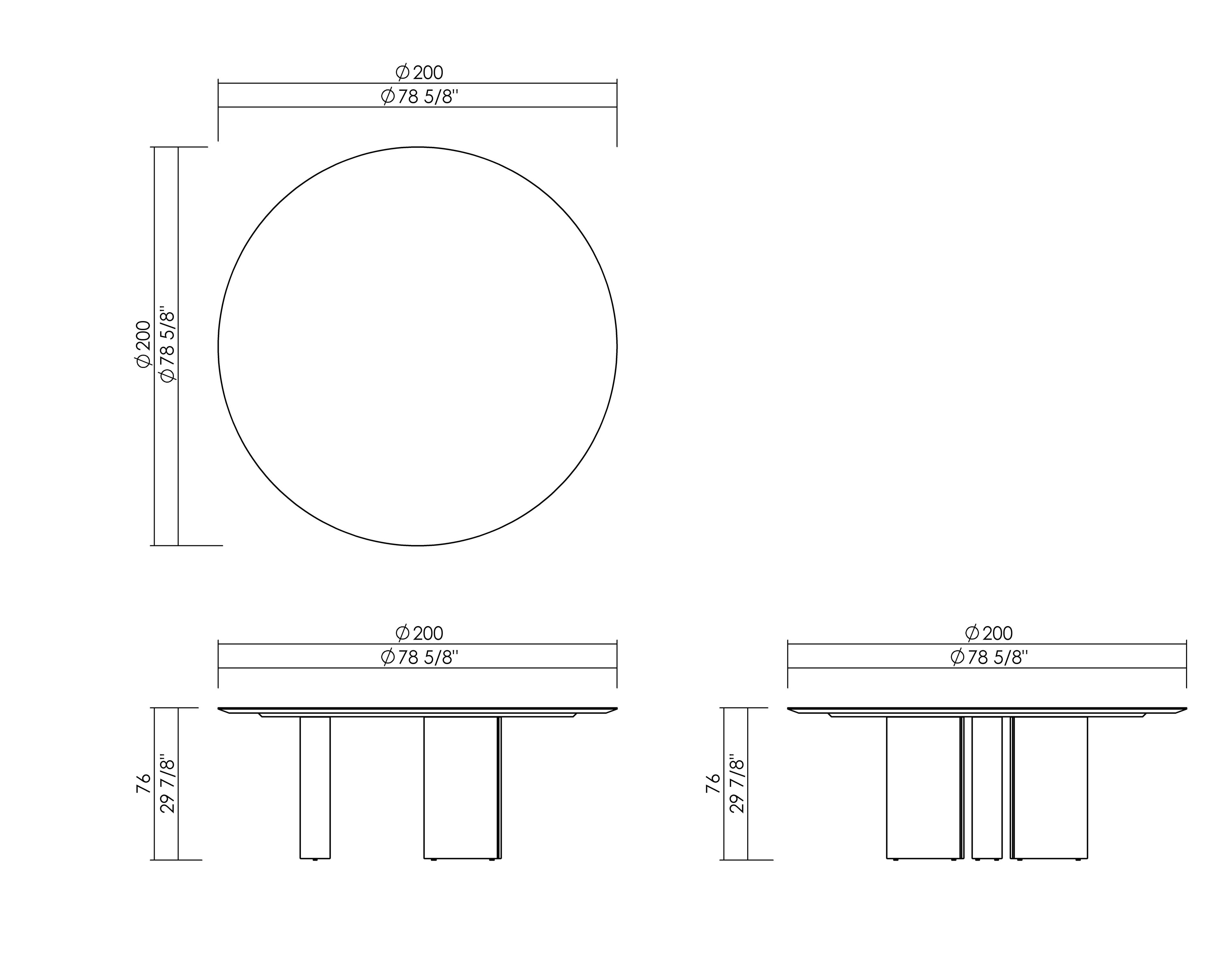 MESA JANTAR REDONDA 200 X 77 CM RUNA