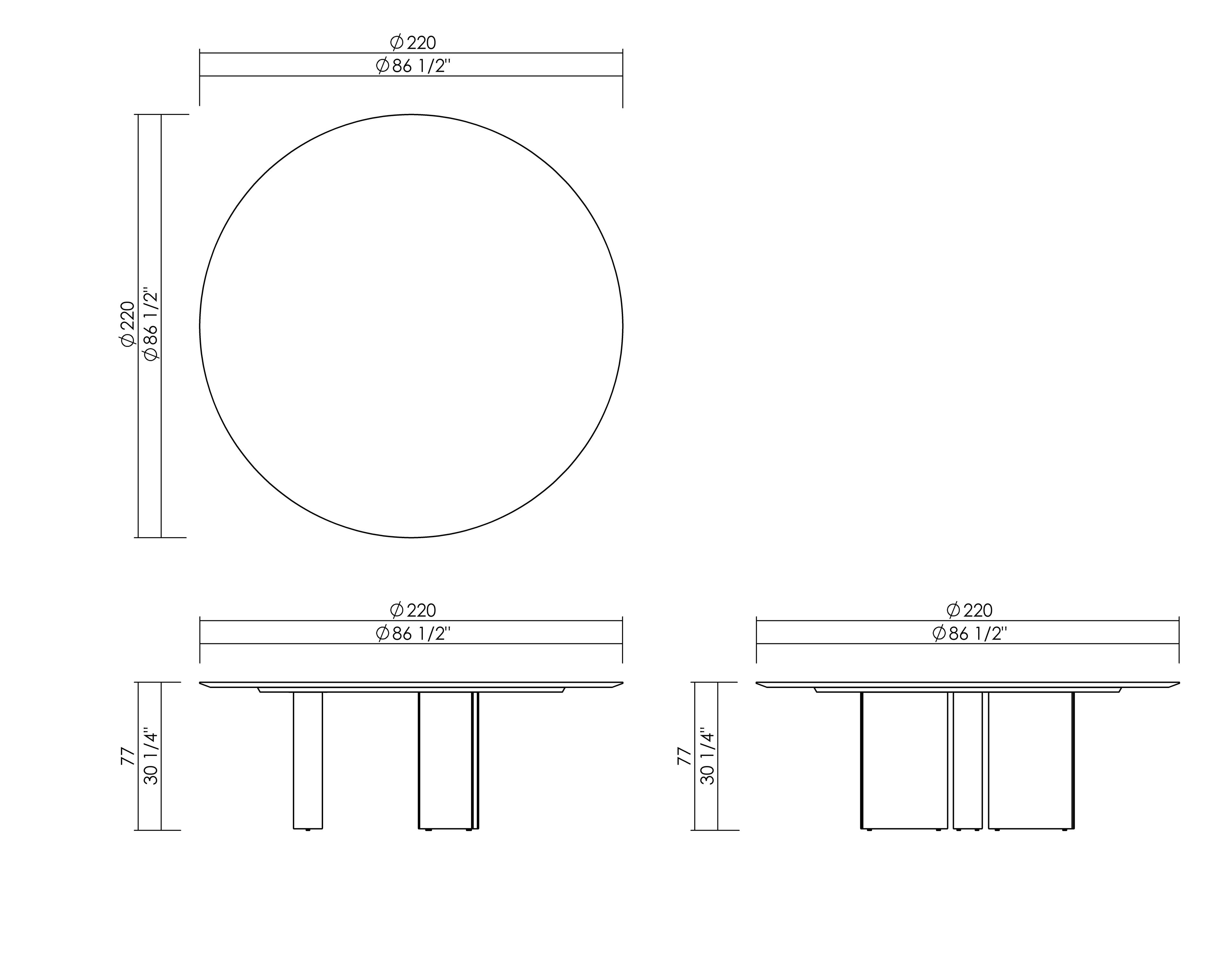 MESA COMEDOR REDONDA 220 X 77 CM RUNA