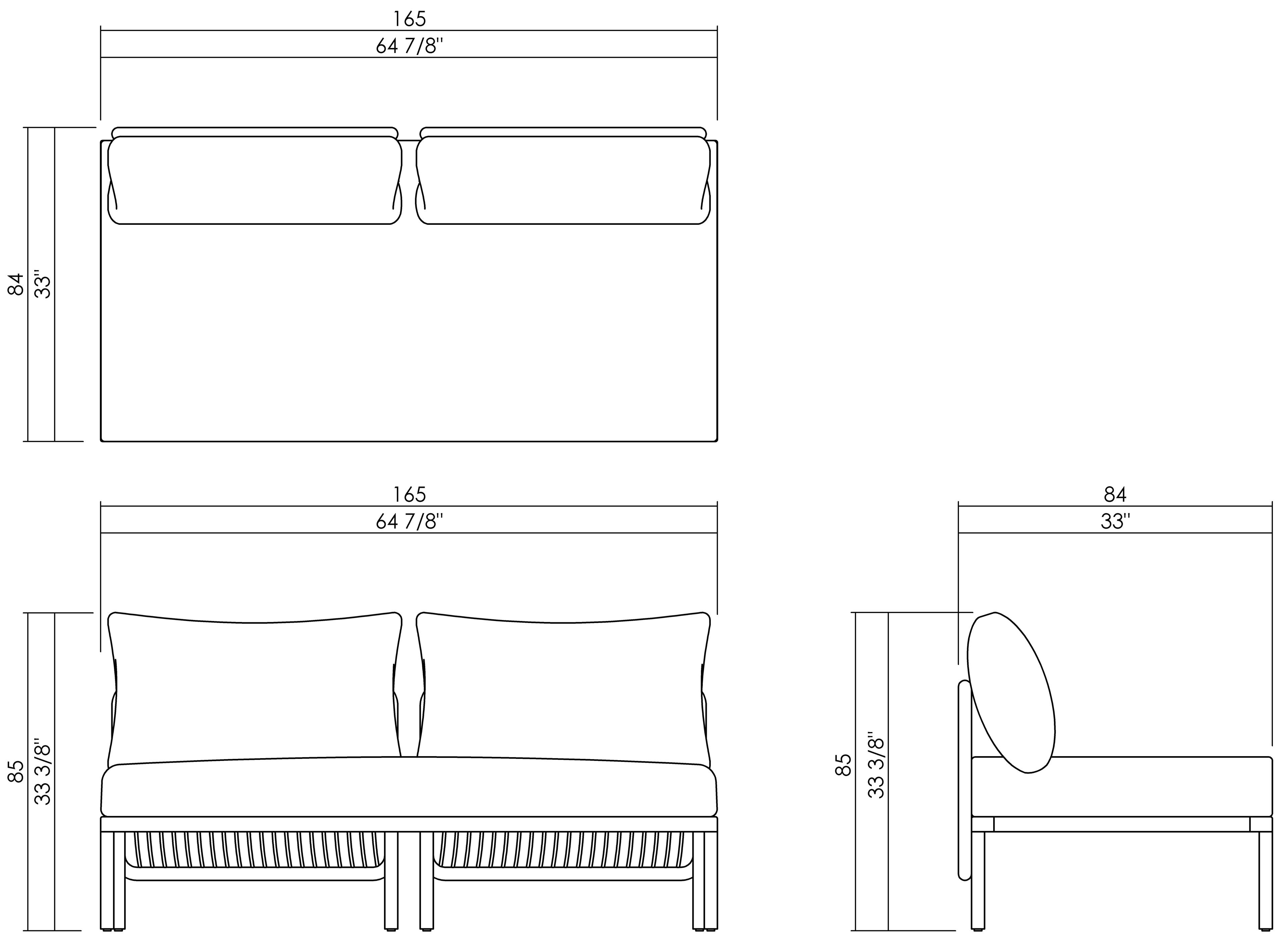 CENTER MODULE WITH BACKREST 64 7/8” x 33"