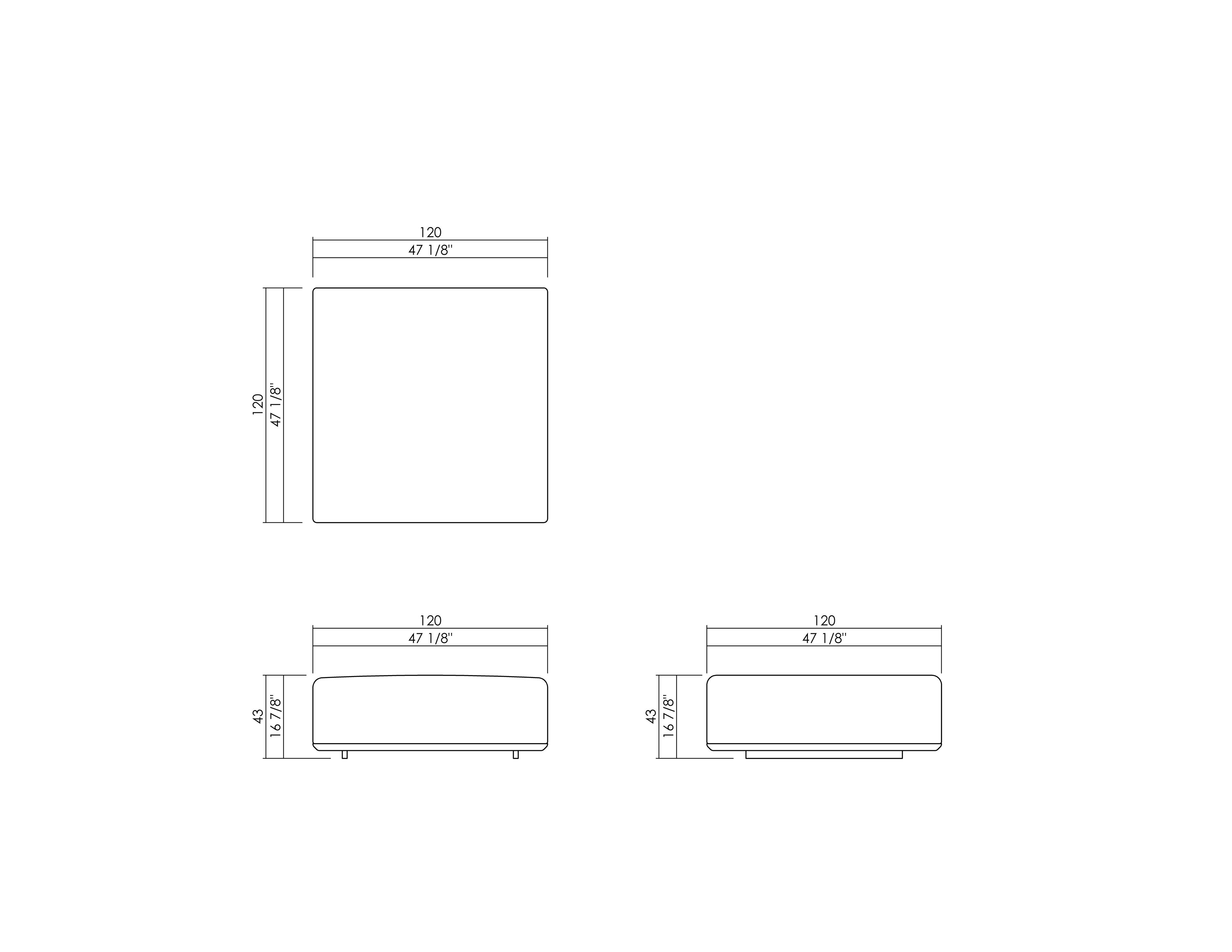 GALILEO SIMPLE TRAY WITHOUT HOLDER OTTOMAN 47 1/8”